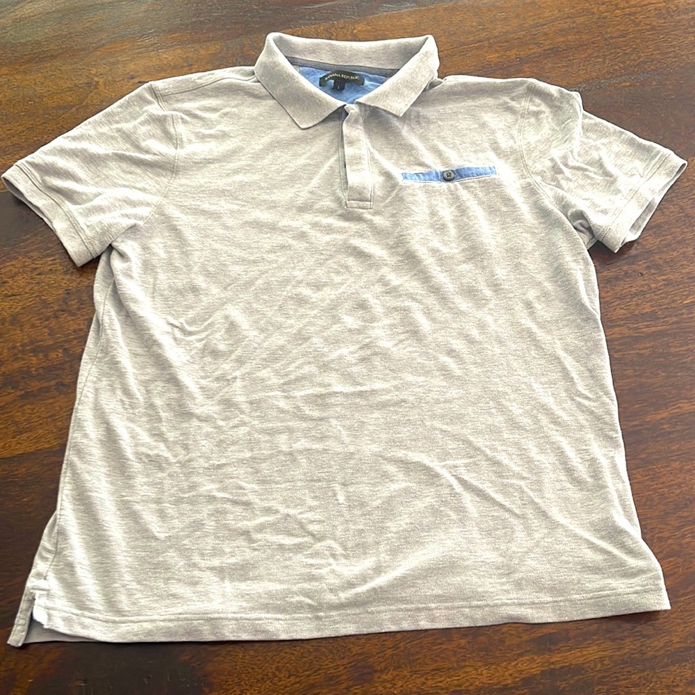 Mens banana republic, gray polo, size large